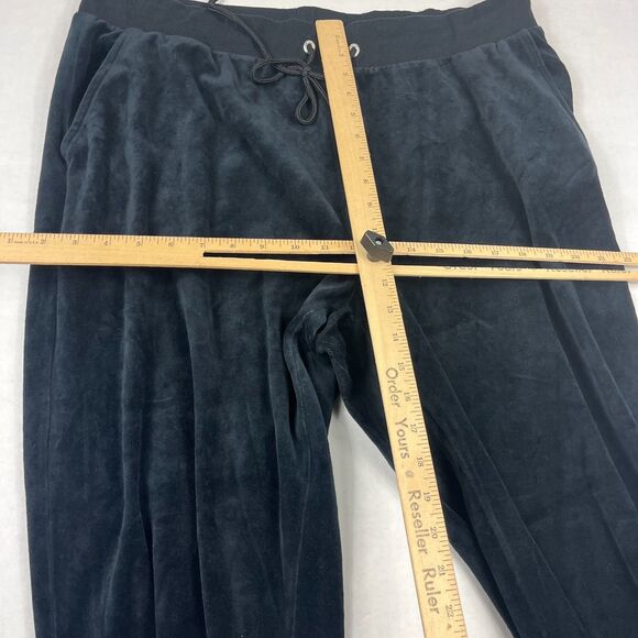 Bebe Velour Jogger Pants Black Rhinestone Logo Y2K Lounge Casual Track Pants 2X - Picture 7 of 11